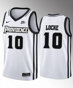 Noah Locke 10 Providence Friars Home Uniform Jersey 2022-23 College Basketball White