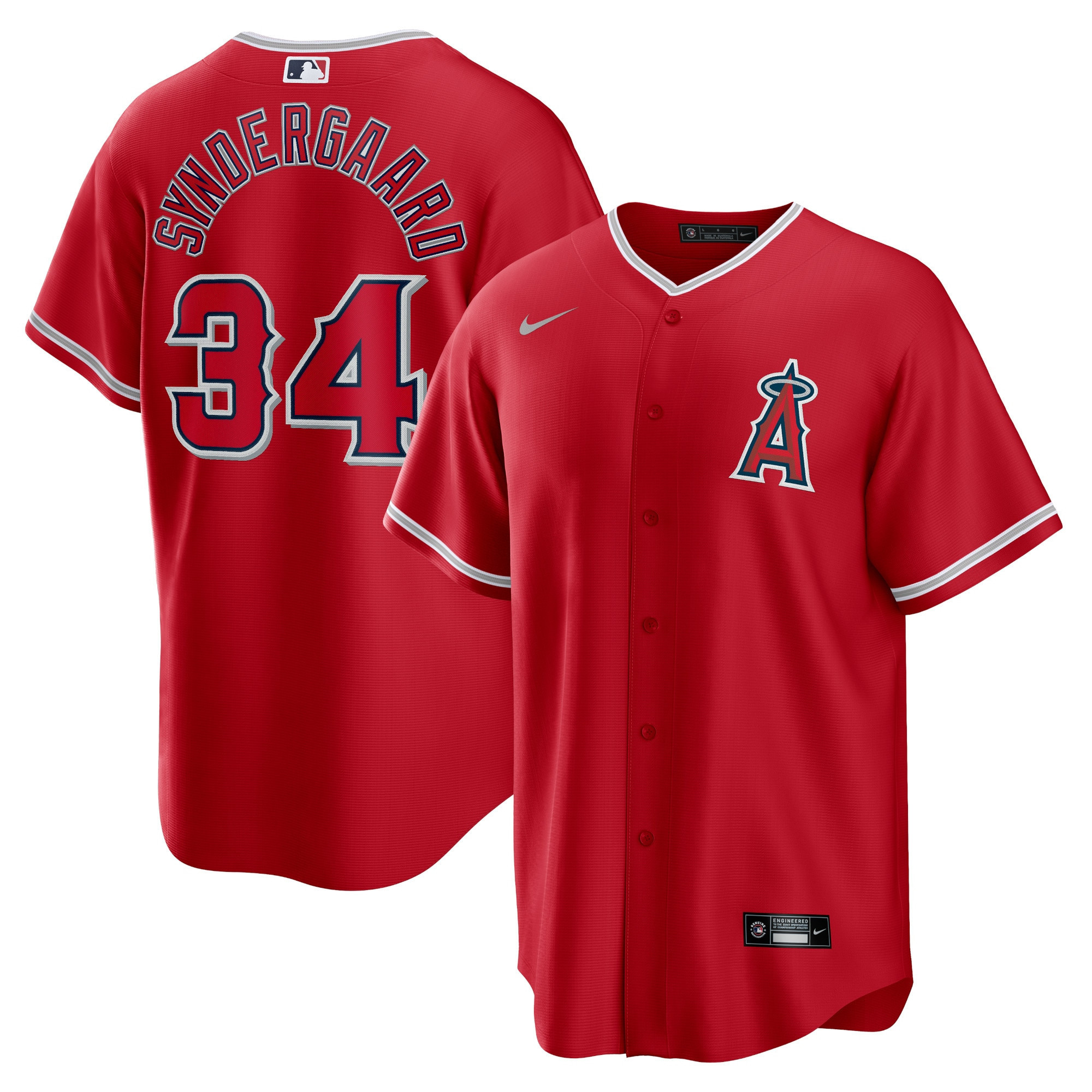 Noah Syndergaard Los Angeles Angels Alternate Replica Player Jersey - Red Mlb