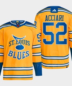 Noel Acciari 52 Reverse Retro 2.0 2022 St. Louis Blues Yellow Jersey Primegreen