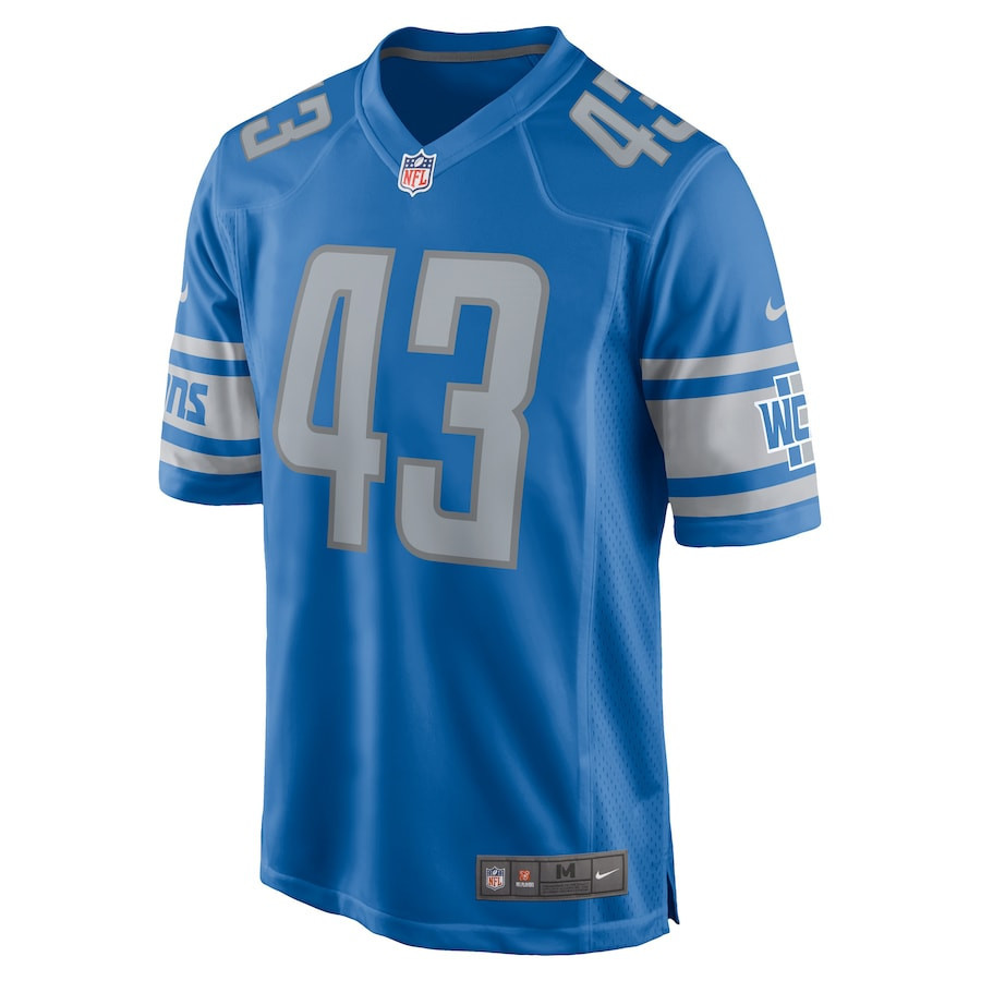 Nolan Givan 43 Detroit Lions Player Game Jersey - Blue