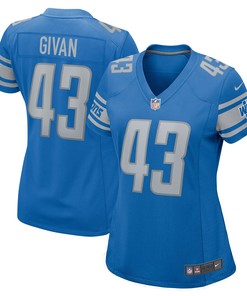 Nolan Givan Detroit Lions Womens Player Game Jersey - Blue Nfl