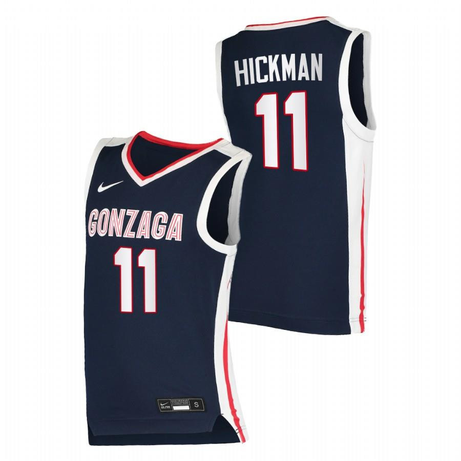 Nolan Hickman 11 Gonzaga Bulldogs 2022 Draft Top Prospect Elite Men Jersey - Navy