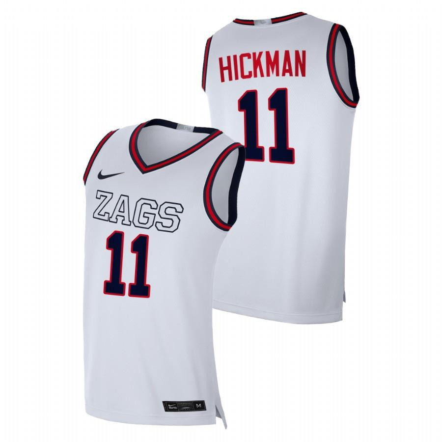 Nolan Hickman 11 Gonzaga Bulldogs 2022 Draft Top Prospect Men Jersey - White
