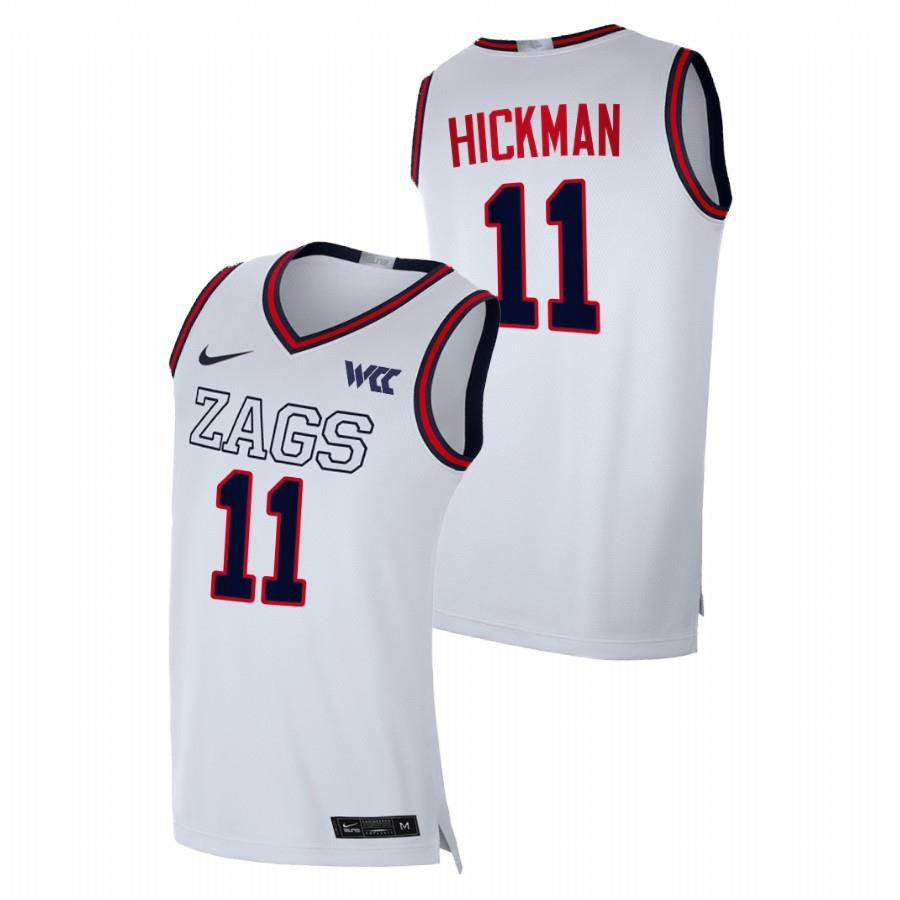 Nolan Hickman 11 Gonzaga Bulldogs 2023 College Basketball Men Jersey - White