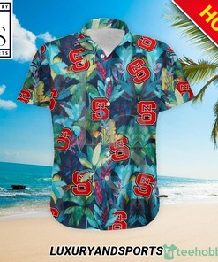 North Carolina State Wolfpack Floral Tropical Hawaiian Shirt