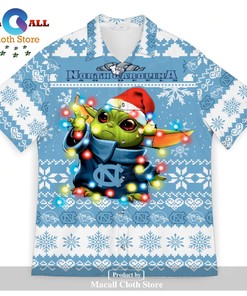 North Carolina Tar Heels Baby Yoda Star Wars Sports Football American Ugly Christmas 3D Hawaiian Shirt