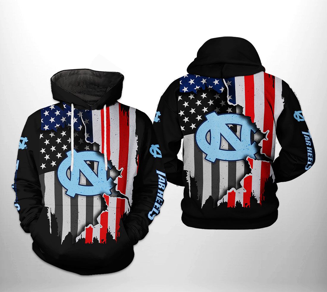 North Carolina Tar Heels NCAA US Flag 3D Printed Hoodie/Zipper Hoodie