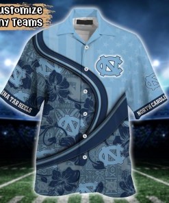 North Carolina Tar Heels NCAA US Flag Flower Hawaii Shirt For Fans