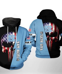 North Carolina Tar Heels NCAA US Flag Skull 3D Printed Hoodie/Zipper Hoodie