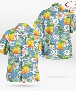 North Carolina Tar Heels Pineapple All Over Print 3D Flowery Aloha Summer Beach Hawaiian Shirt