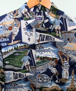 North Carolina Tar Heels Reyn Spooner Mens Large Hawaiian Rayon Shirt Vgc NCAA