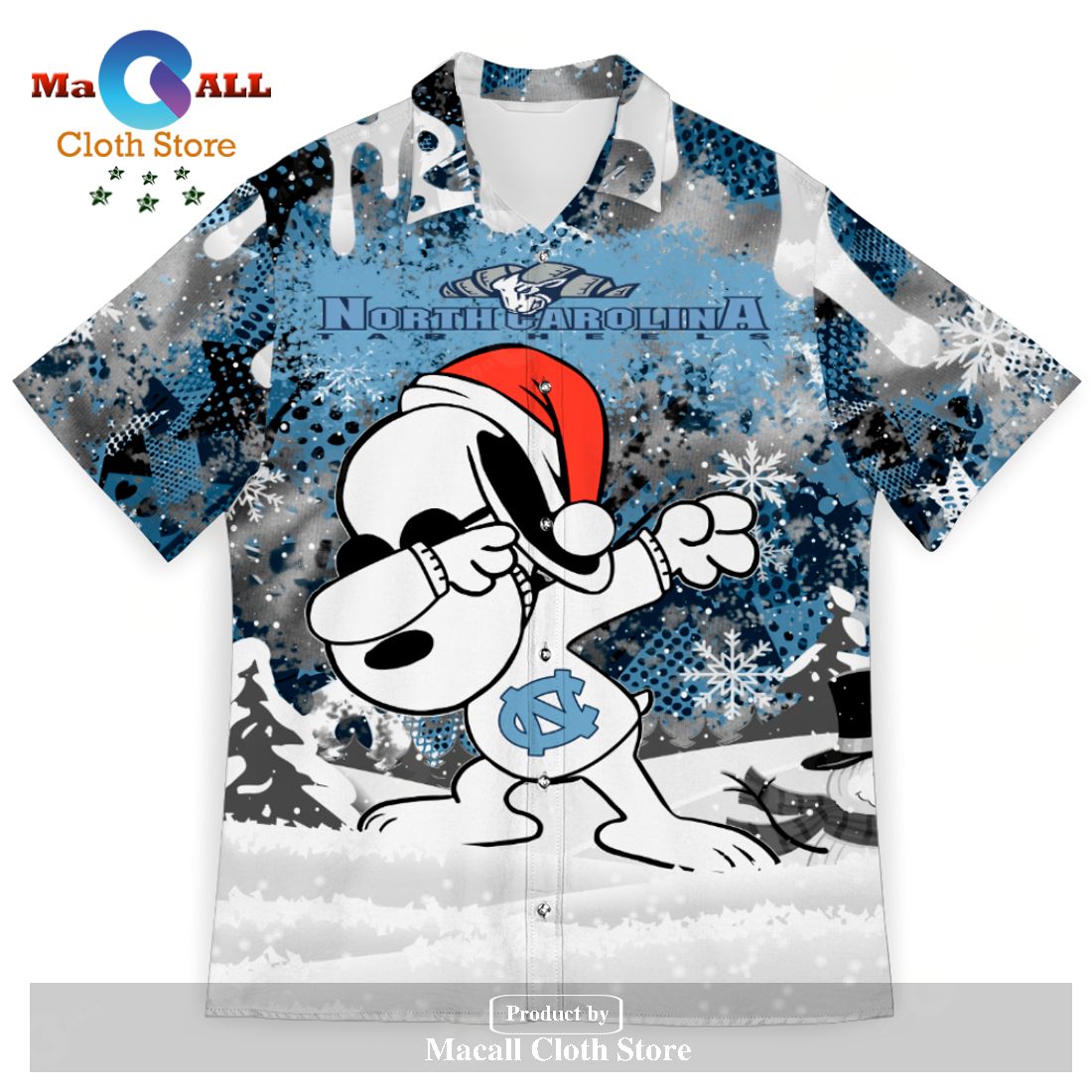 North Carolina Tar Heels Snoopy Dabbing The Peanuts 3D Hawaiian Shirt