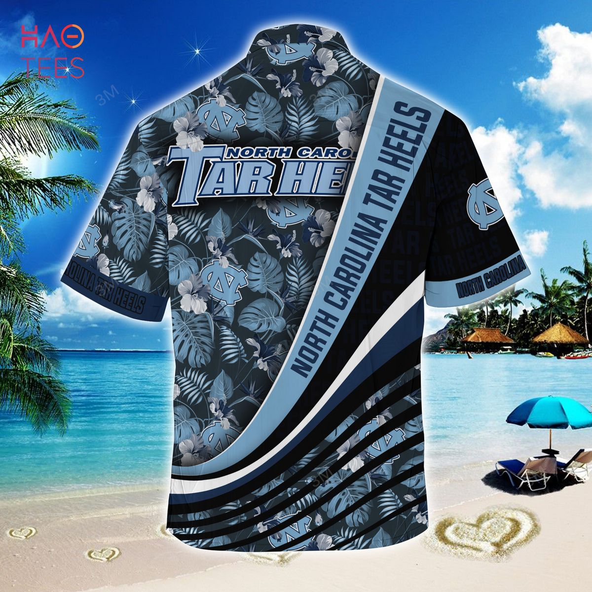 North Carolina Tar Heels Summer Hawaiian Shirt, With Tropical Flower Pattern for Fans