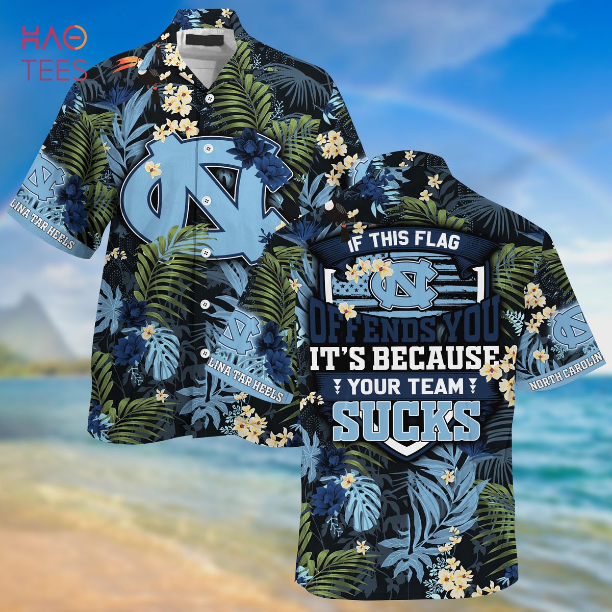 North Carolina Tar Heels Summer Hawaiian Shirts, With Tropical Patterns for Fans