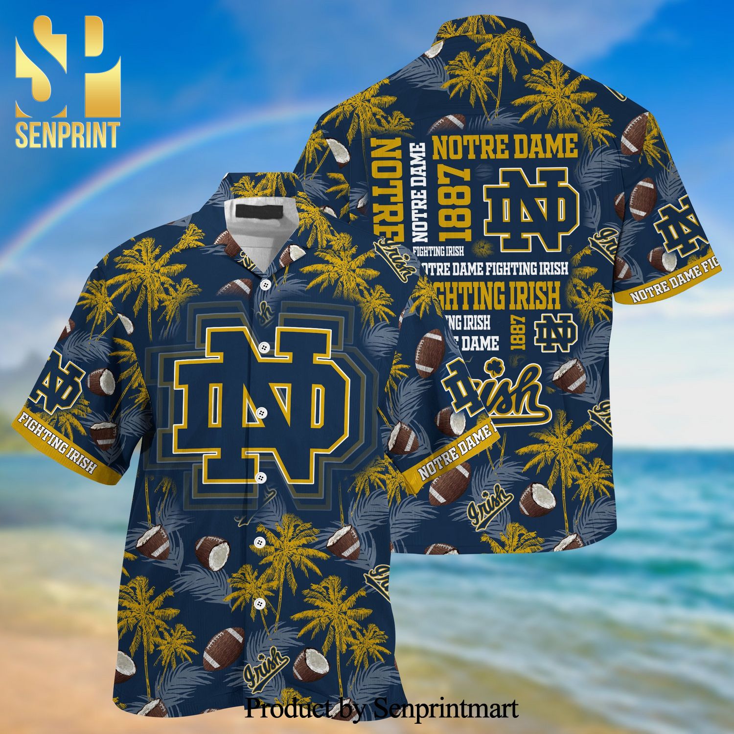 Notre Dame Fighting Irish 3D Full Printing Hawaiian Shirt New Gift for Summer