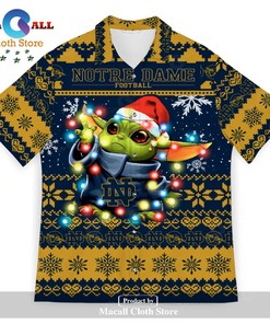 Notre Dame Fighting Irish Baby Yoda Star Wars Sports Football American Ugly Christmas 3D Hawaiian Shirt
