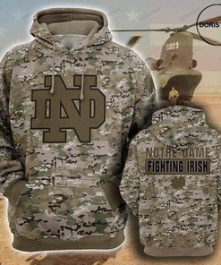 Notre Dame Fighting Irish Camouflage Veteran Cotton Awesome 3D Hoodie