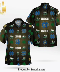 Notre Dame Fighting Irish Clover Full Printing Aloha Summer Beach Hawaiian Shirt
