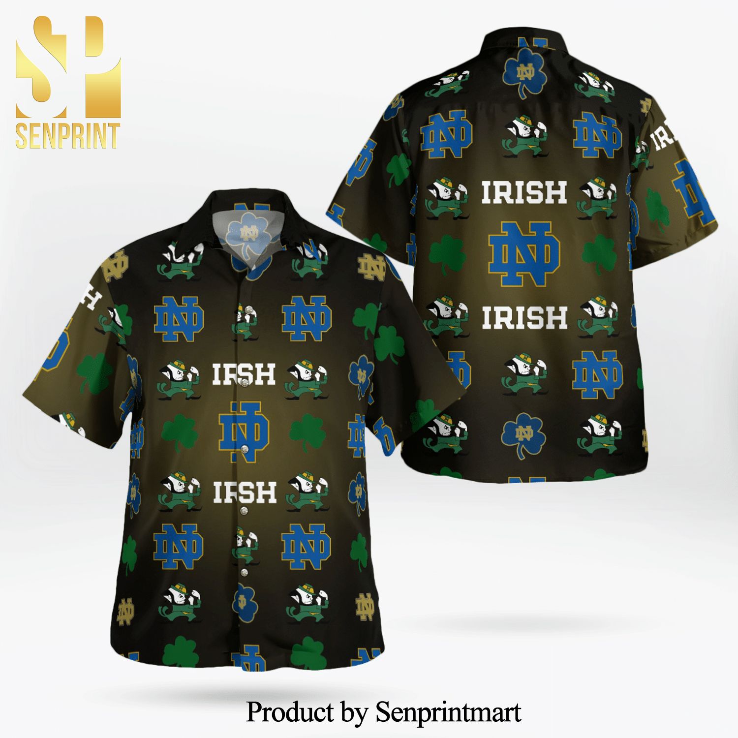 Notre Dame Fighting Irish Clover Full Printing Aloha Summer Beach Hawaiian Shirt