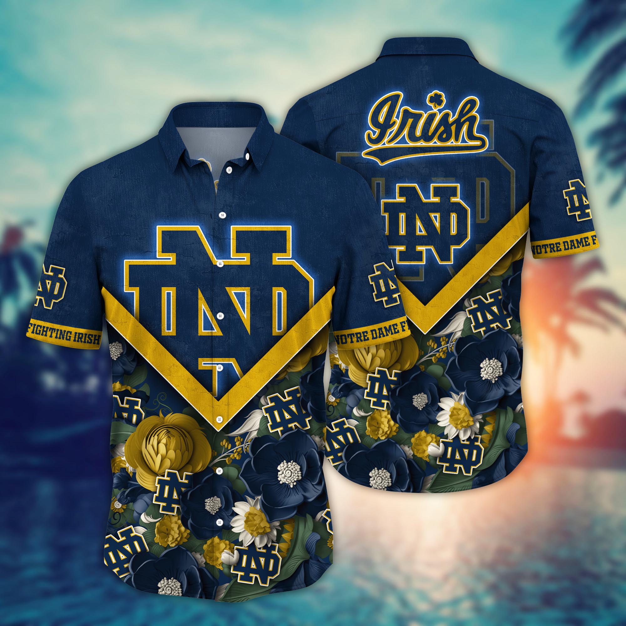 Notre Dame Fighting Irish NCAA Flower Hawaii Shirt For Fans Ver 18