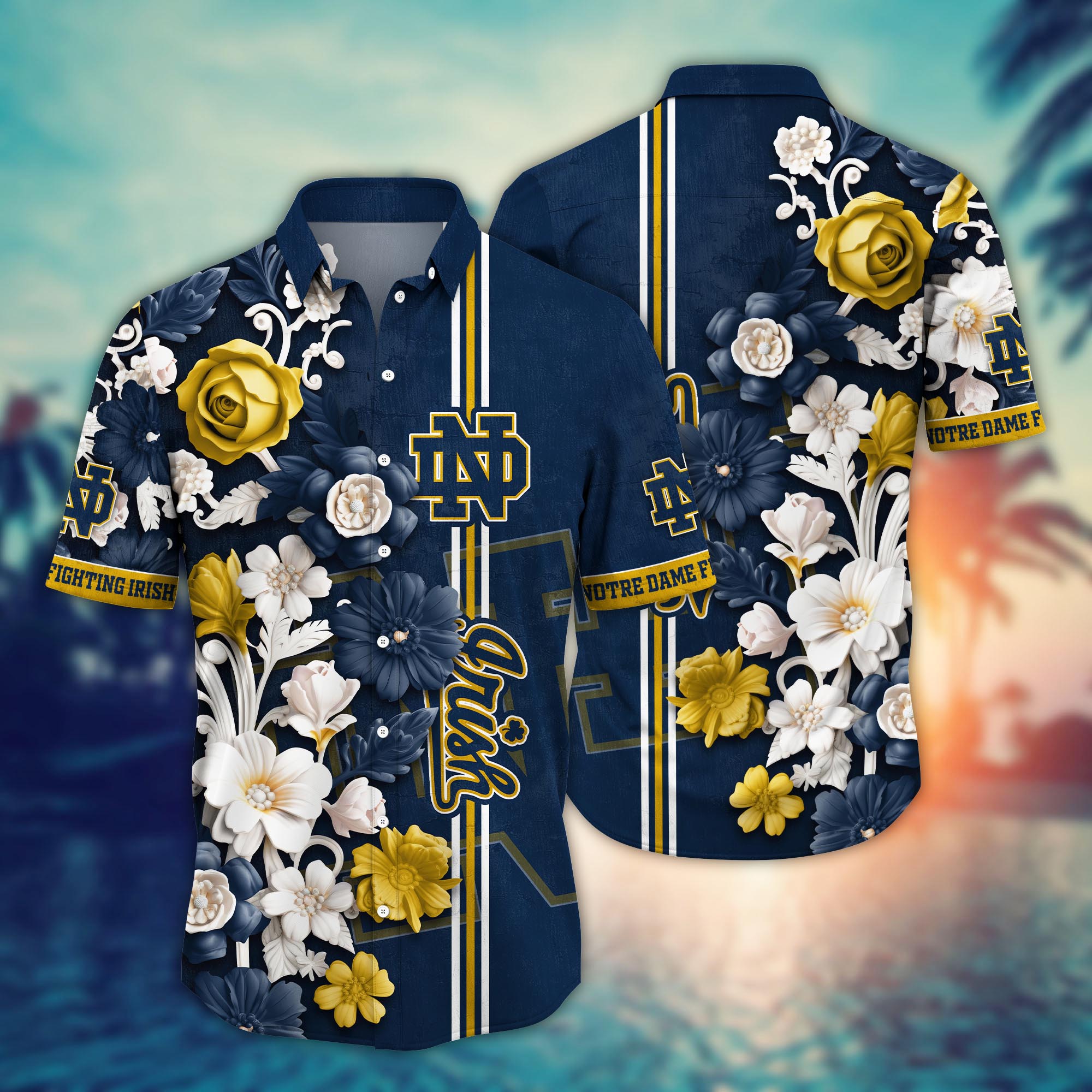 Notre Dame Fighting Irish NCAA Flower Hawaii Shirt For Fans Ver 24
