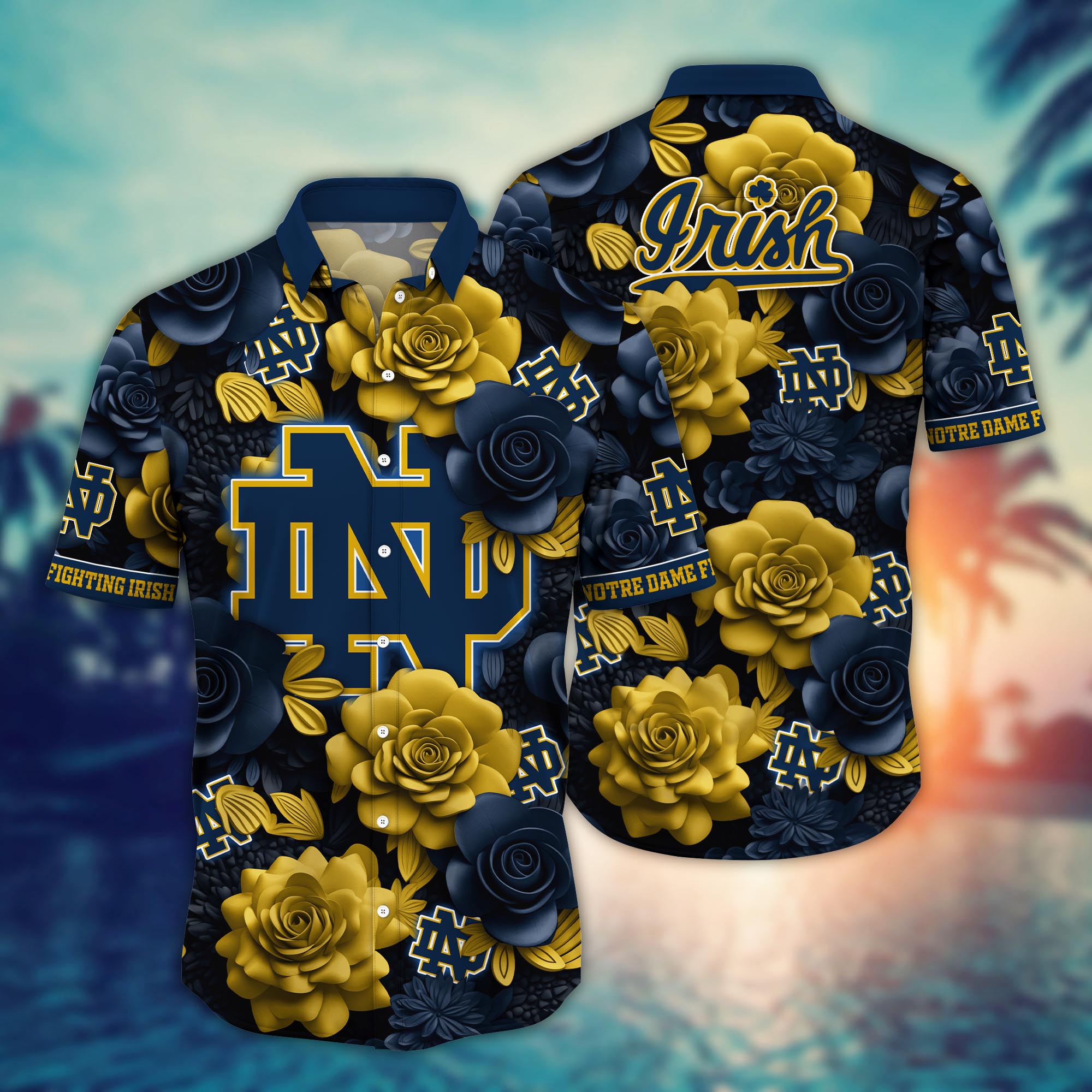 Notre Dame Fighting Irish NCAA Flower Hawaii Shirt For Fans Ver 37