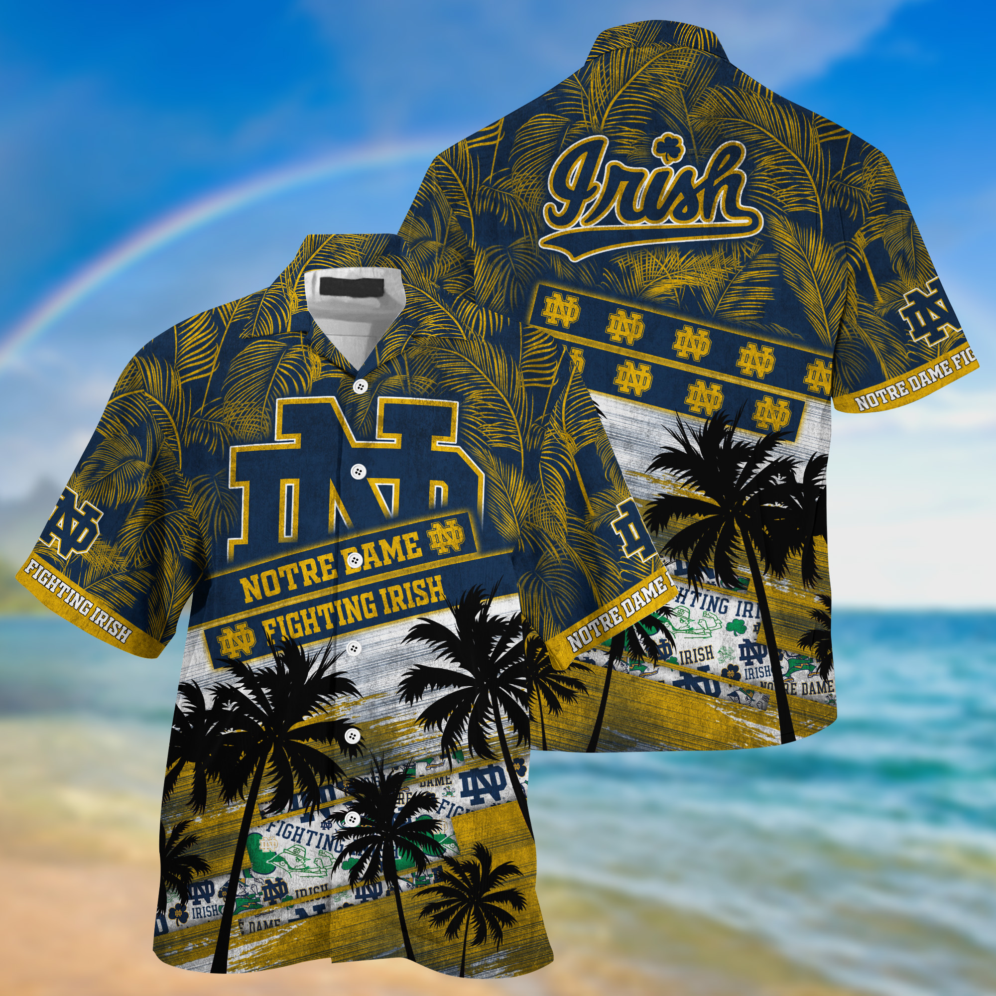 Notre Dame Fighting Irish NCAA Palm Tree Pattern Hawaii Shirt For Sports Fans