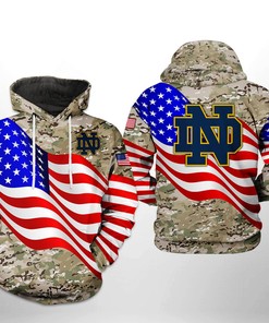 Notre Dame Fighting Irish NCAA US Flag Camo Veteran 3D Printed Hoodie/Zipper Hoodie