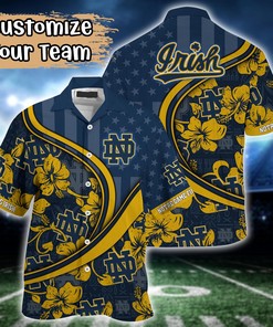 Notre Dame Fighting Irish NCAA US Flag Flower Hawaii Shirt For Fans