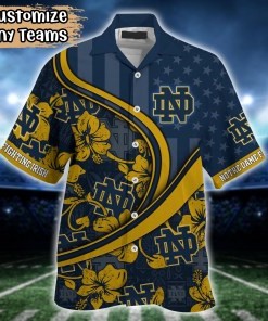 Notre Dame Fighting Irish NCAA US Flag Flower Hawaii Shirt For Fans