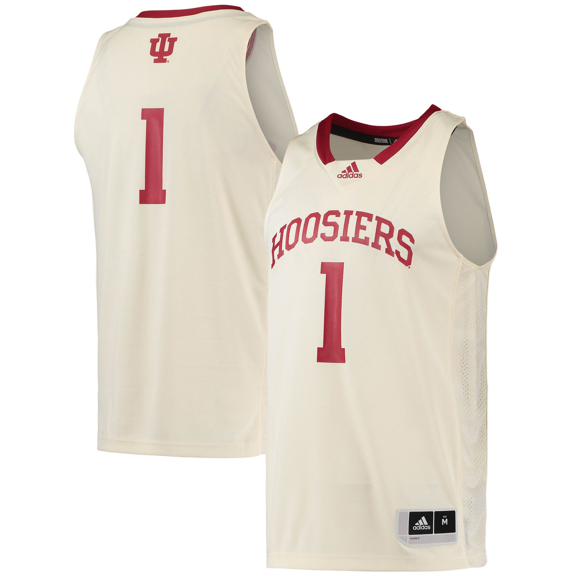 Number 1 Indiana Hoosiers Adidas Swingman Basketball Jersey Cream Ncaa