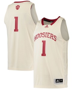 Number 1 Indiana Hoosiers Adidas Swingman Basketball Jersey Cream Ncaa
