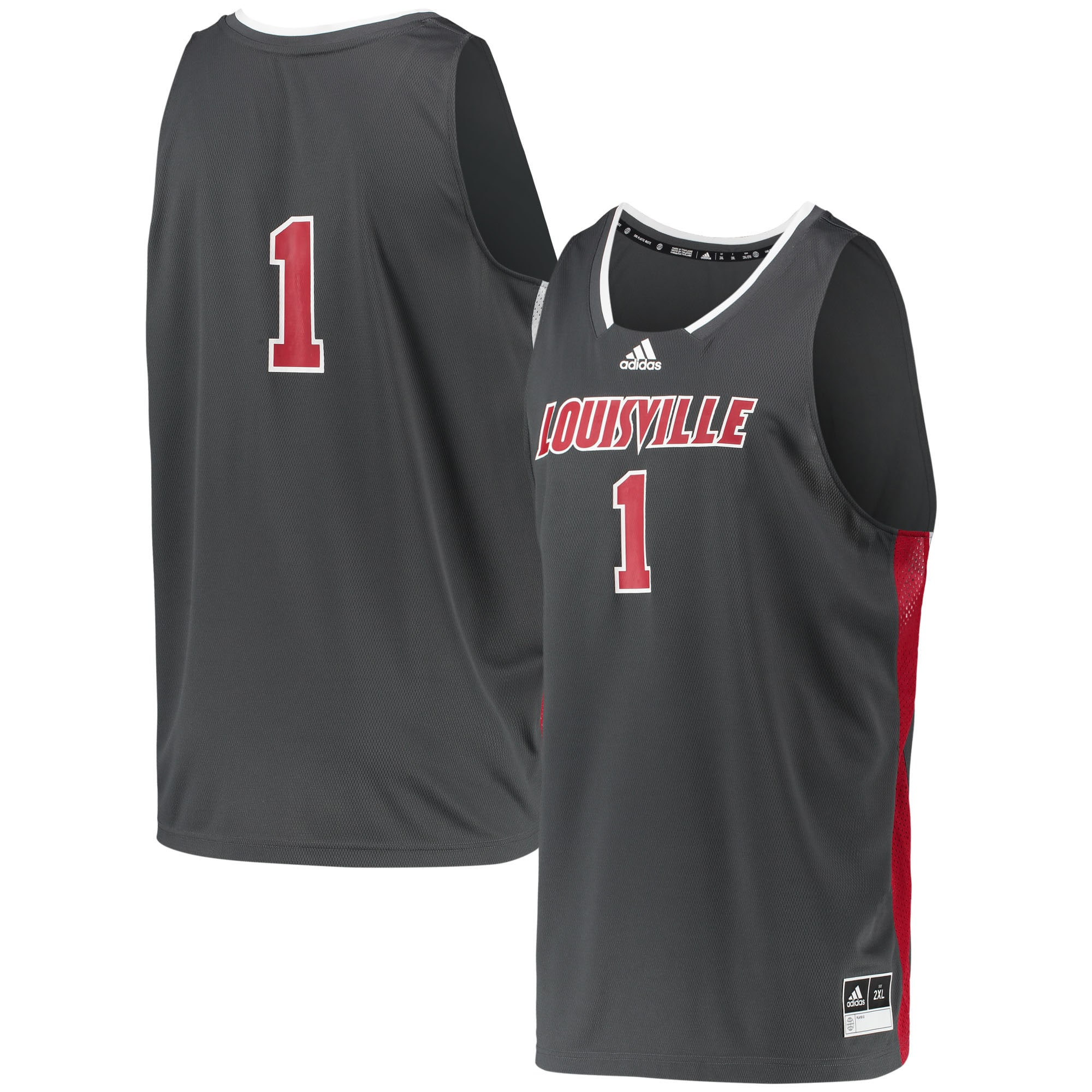 Number 1 Louisville Cardinals Adidas Reverse Retro Jersey Gray Ncaa