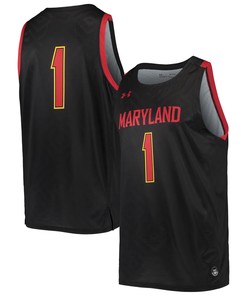 Number 1 Maryland Terrapins Under Armour College Replica Basketball Jersey Black Ncaa