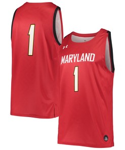 Number 1 Maryland Terrapins Under Armour College Replica Basketball Jersey Red Ncaa