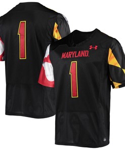 Number 1 Maryland Terrapins Under Armour Team Premier Football Jersey Black Ncaa