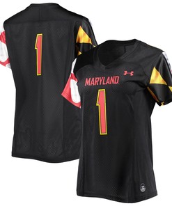 Number 1 Maryland Terrapins Under Armour Womens Replica Jersey Black Ncaa