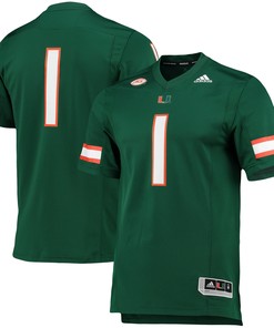 Number 1 Miami Hurricanes Adidas Team Premier Football Jersey Green Ncaa
