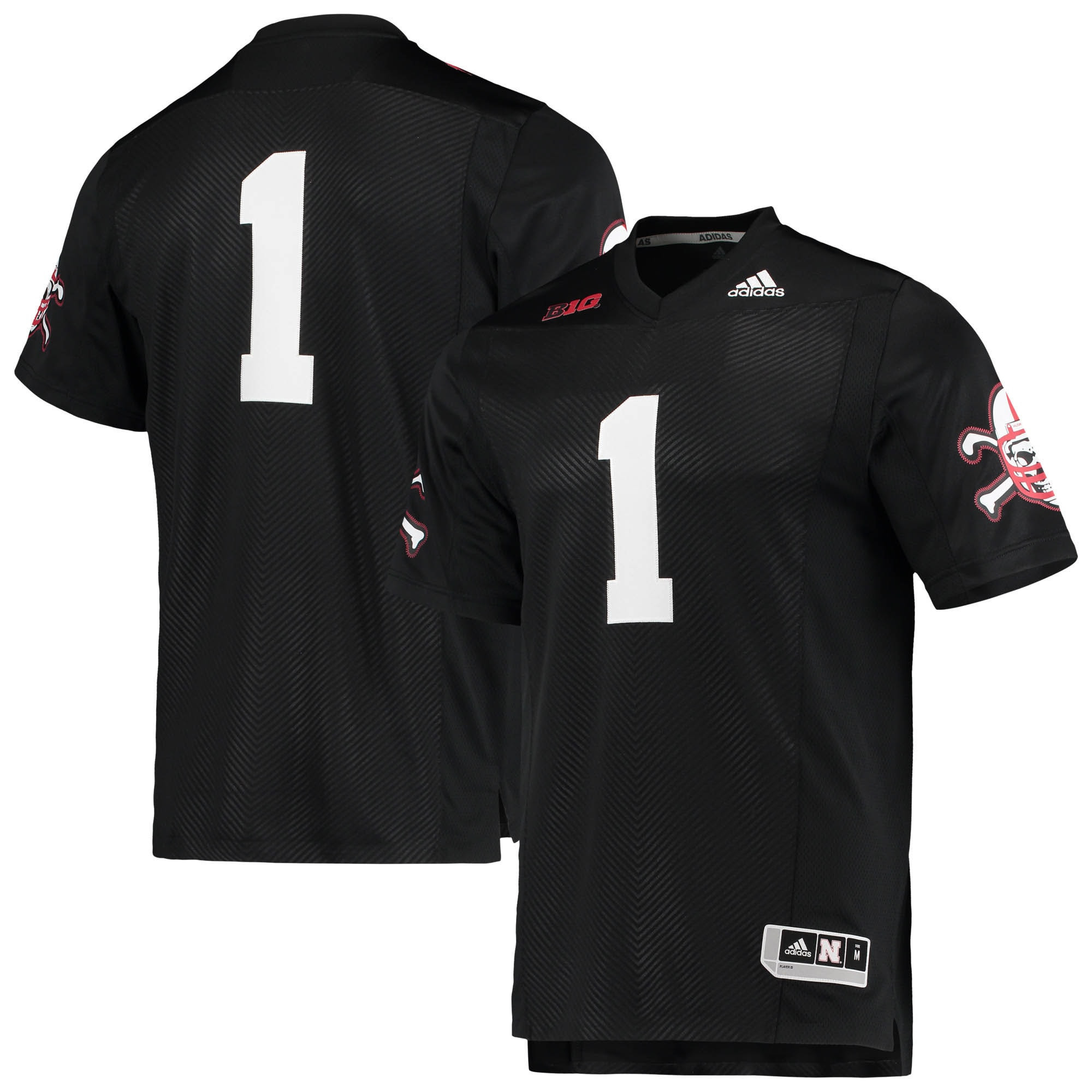 Number 1 Nebraska Huskers Adidas Premier Strategy Jersey Black Ncaa