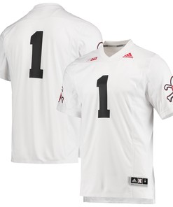 Number 1 Nebraska Huskers Adidas Premier Strategy Jersey White Ncaa