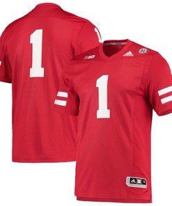 Number 1 Nebraska Huskers Adidas Team Premier Football Jersey Scarlet Ncaa