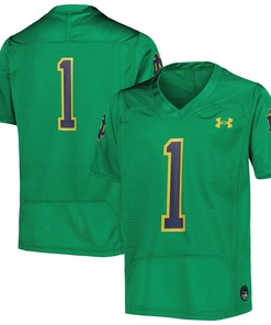Number 1 Notre Dame Fighting Irish Under Armour Replica Football Jersey Green Ncaa