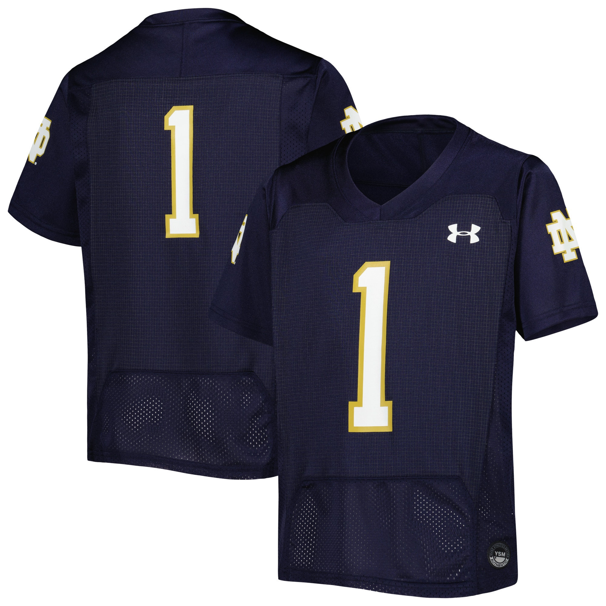Number 1 Notre Dame Fighting Irish Under Armour Replica Football Jersey Navy Ncaa