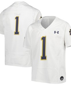 Number 1 Notre Dame Fighting Irish Under Armour Replica Football Jersey White Ncaa