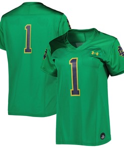 Number 1 Notre Dame Fighting Irish Under Armour Womens Replica Football Jersey Kelly Green Ncaa