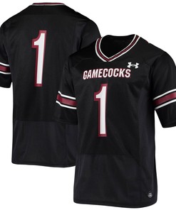 Number 1 South Carolina Gamecocks Under Armour Logo Replica Football Jersey Black Ncaa