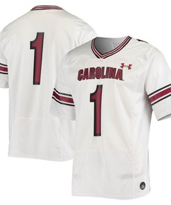 Number 1 South Carolina Gamecocks Under Armour Logo Replica Football Jersey White Ncaa