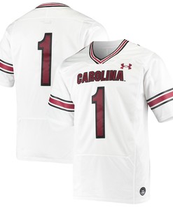 Number 1 South Carolina Gamecocks Under Armour Premiere Football Jersey White Ncaa