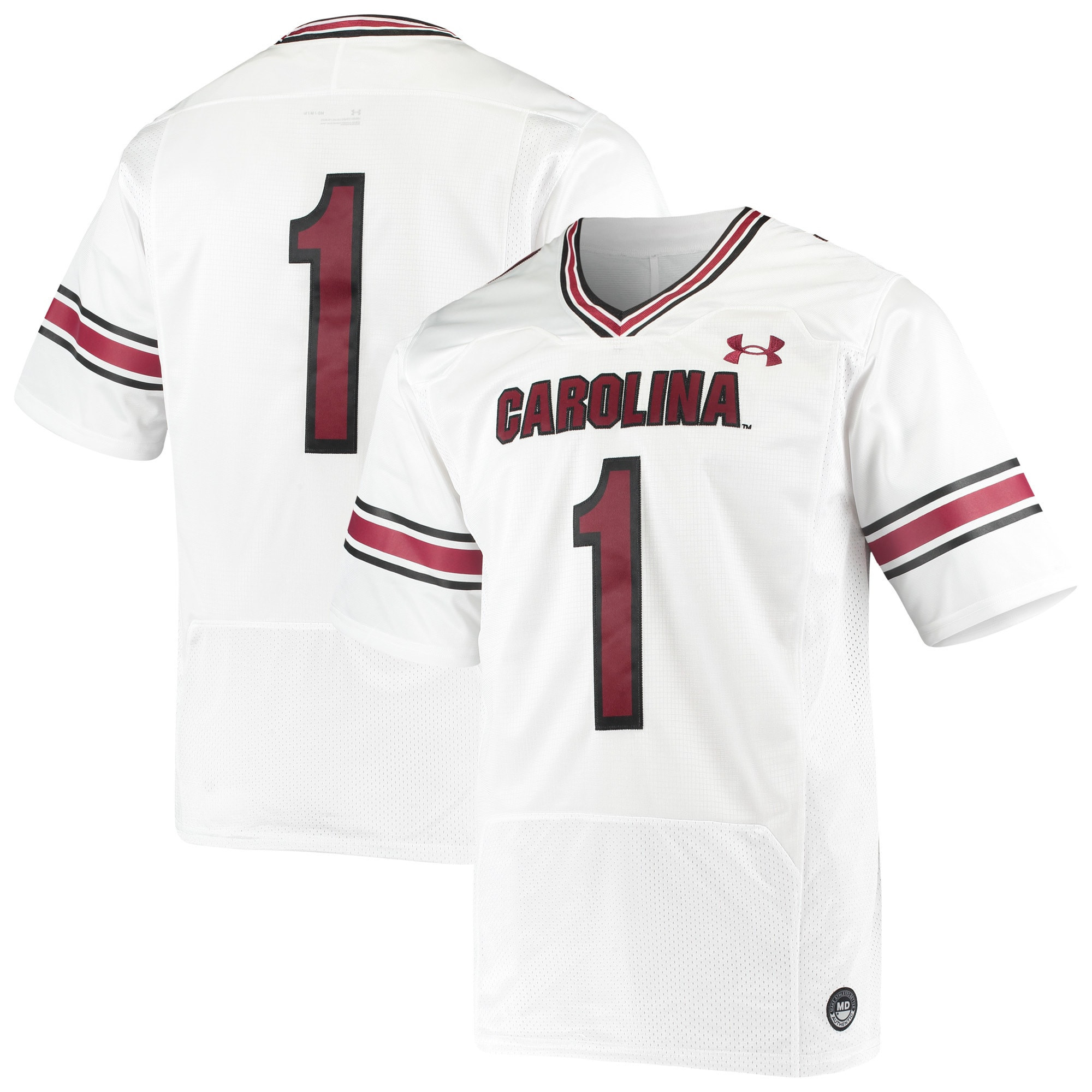 Number 1 South Carolina Gamecocks Under Armour Premiere Football Jersey White Ncaa