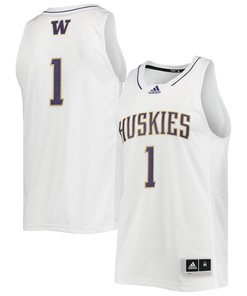 Number 1 Washington Huskies Adidas Swingman Basketball Jersey White Ncaa